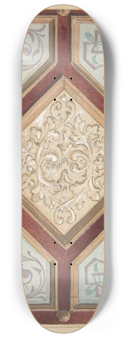 Jules-Edmond-Charles Lachaise - Design for a coffered ceiling with alternative decorative patterns 8.25 inch art skate deck