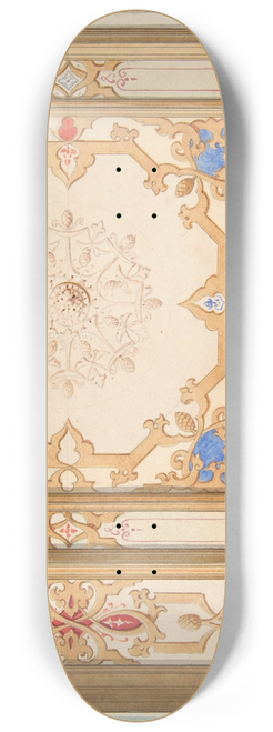 Jules-Edmond-Charles Lachaise - Partial design for a ceiling painted in strapwork and pine cone motifs 8.25 inch art skate deck