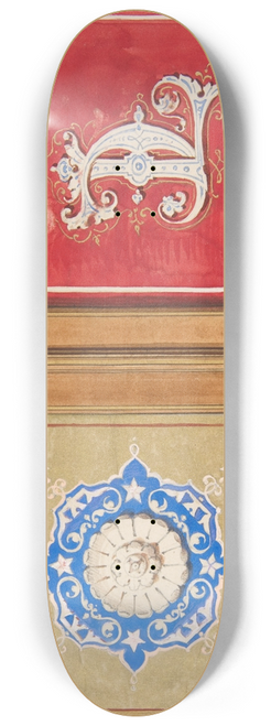 Jules-Edmond-Charles Lachaise - Two alternative designs for the painted decoration of a panel (one with the intertwined initials CL) 8.25 inch art skate deck