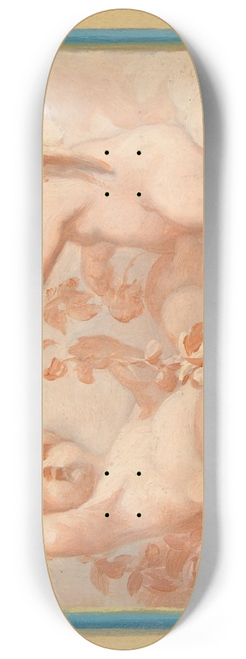 Jules-Edmond-Charles Lachaise - Two putti seated on clouds 8.25 inch art skate deck