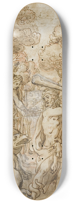 Andrea Lilio - Hercules Slaying the Serpent Ladon in the Garden of the Hesperides 8.25 inch art skate deck