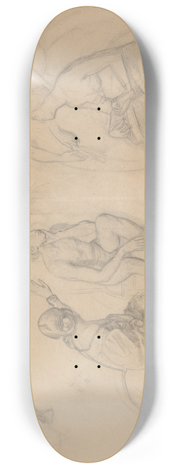 Jzef Simmler - Fragment of composition with the prince figure and the ladies gathered around him, for the painting The Upbringing of Sigismund Augustus 8.25 inch art skate deck