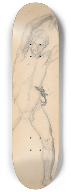 Jzef Simmler - Nude sketch to the executioner with an axe (recto) and a stone (verso) to the painting Martyrdom of St. Matthias 8.25 inch art skate deck