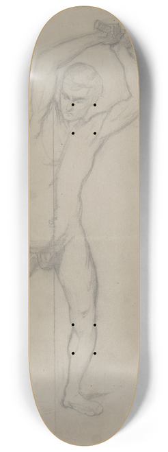 Jzef Simmler - Nude sketch to the executioner with an axe to the painting Martyrdom of St. Matthias 8.25 inch art skate deck