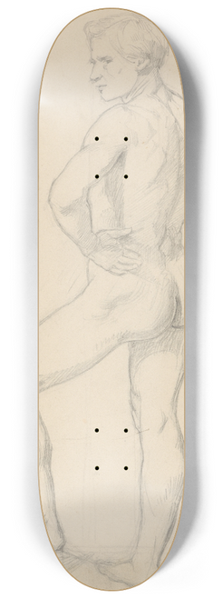 Jzef Simmler - Nude study of guardian to the painting Katarzyna Jagiellonka in Gripsholm Prison 8.25 inch art skate deck