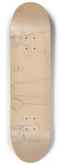 Jzef Simmler - Sketches of figures in folk costumes of Kuyavia 8.25 inch art skate deck