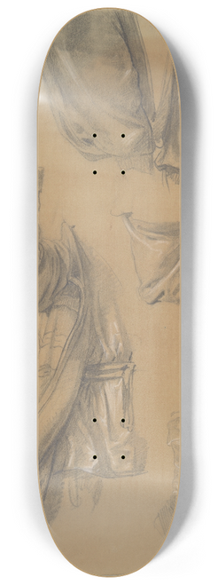 Jzef Simmler - Studies of clothing fragments of assailants to the painting Martyrdom of St Josaphat Kuntsevych 8.25 inch art skate deck