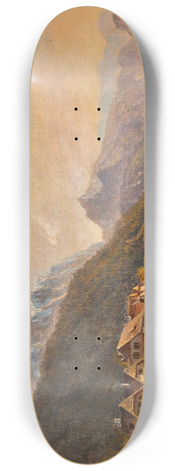 Andreas Passy - A View of Lake Traunsee with Traunstein and the Schlafende Griechin Mountain in the Background 8.25 inch art skate deck