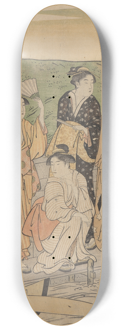 Katsukawa Shunch - Geisha at the Ferry 8.25 inch art skate deck
