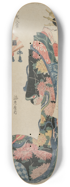 Kikukawa Eizan - The Courtesan Aizome of the Ebiya (From the series Eight Views of the Tale of Genji) 8.25 inch art skate deck