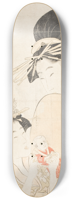 Kitagawa Utamaro - Shinohara of the Tsuruya, kamuro Wakaba and Chieda 8.25 inch art skate deck