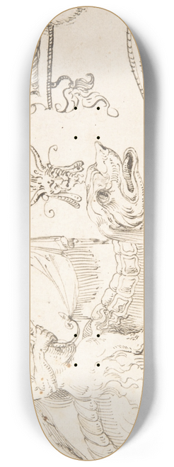 Andrs de Melgar - Studies for Grotesque Figures in the Flemish Style 8.25 inch art skate deck