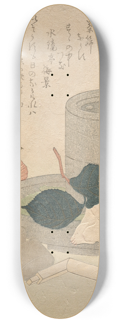 Kubo Shunman - White; Tin Middleman (Shiro; Suzu nakatsugi), from the series Five Colors of Tea Utensils (Chakigoshiki) 8.25 inch art skate deck