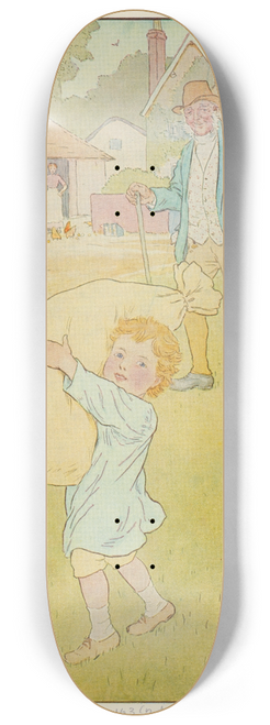 Leonard Leslie Brooke - Little boy carrying bag of wool. 8.25 inch art skate deck