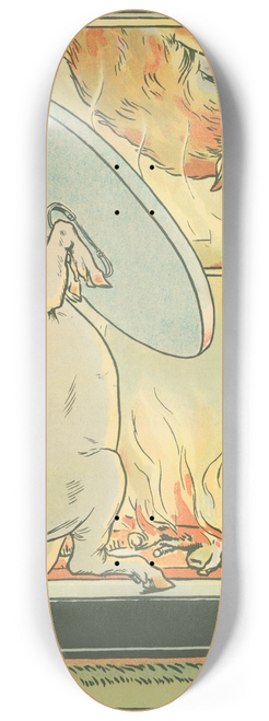 Leonard Leslie Brooke - The wolf falls into the pot 8.25 inch art skate deck