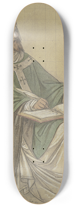 Leopold Bode - Der Heilige Augustinus sitzend und in ein Buch schreibend 8.25 inch art skate deck