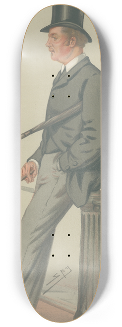 Leslie Matthew Ward - Miscellaneous; The Great Man of Waterford, The Marquis of Waterford, August 9, 1879 8.25 inch art skate deck