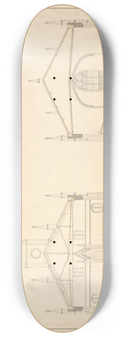 Lewis Vulliamy - Design for a Chapel at Enfield; Transverse Sections of the East and West End 8.25 inch art skate deck