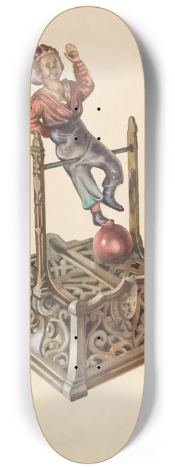 Lew Tower - Metal Toy Bank  Boy on Bar 8.25 inch art skate deck