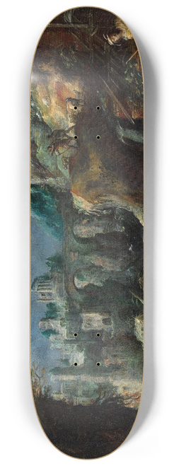 Lodewijk Toeput - Berglandskap med forsande flod, klassiska ruiner och herdar 8.25 inch art skate deck