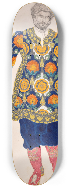 Lon Bakst - Costume design for Sadko; Man with embroidered shirt and red boots 8.25 inch art skate deck