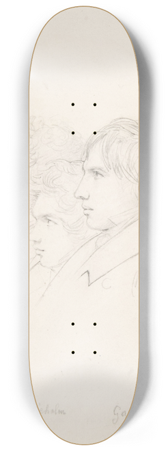 Lon Cogniet - The Prix de Rome Winners of 1817; Lon Cogniet, Achille Michallon and Antoine Garnaud 8.25 inch art skate deck