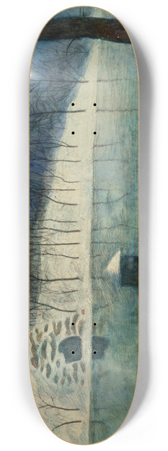 Lon Spilliaert - Le parc Lopold dOstende avec ltang et le Trinkhall, sous la neige 8.25 inch art skate deck
