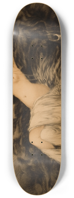 Louis Icart - Nude with Black Fur 8.25 inch art skate deck