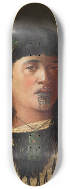 Louis John Steele - Portrait of a young Maori woman with moko 8.25 inch art skate deck