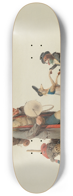 Louis Lopold Boilly - la Pice Curieuse; An Animal Trainer With Dancing Dogs, A Bear And Monkey 8.25 inch art skate deck