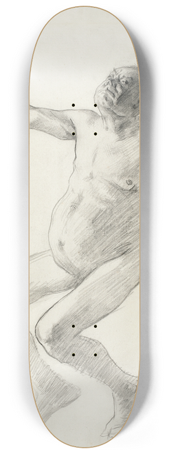 Lovis Corinth - Study of a Nude Man Falling Backwards 8.25 inch art skate deck