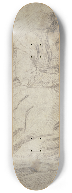 Ludovico Carracci - Eine auf einer Treppe sitzende Frau 8.25 inch art skate deck