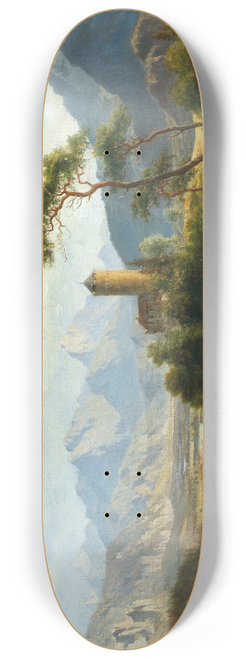 Ludwig Halauska - View of Castle Klamm in the Oberinntal with a view of the Sulstein 8.25 inch art skate deck