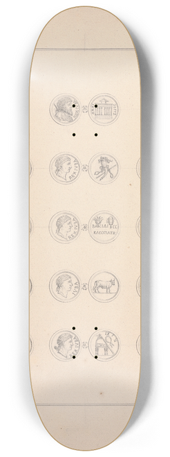 Luigi Balugani - Coins of Juba I and II 8.25 inch art skate deck