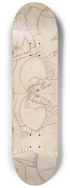 Lutf 'Ali Khan - Drawing of Sasanian rock relief; Ardashir I (r. A.D. 224-241) and the Zoroastrian divinity Ahura Mazda at Naqsh-i Rustam, southern Iran 8.25 inch art skate deck