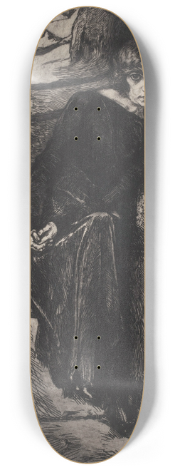 Marcel Roux - In het zwart geklede vrouw, leunend tegen muur 8.25 inch art skate deck