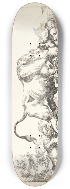 Marcus de Bye - Titelblad til Jagt efter tyre, ulve, vildsvin og bjrne 8.25 inch art skate deck