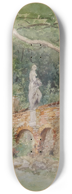 Marie Egner - Ziegelbrcke mit einer Steinfigur Mdling 8.25 inch art skate deck