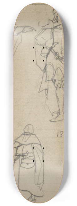 Marius Bauer - Figuren in kostuums uit 1350 en 1370 8.25 inch art skate deck