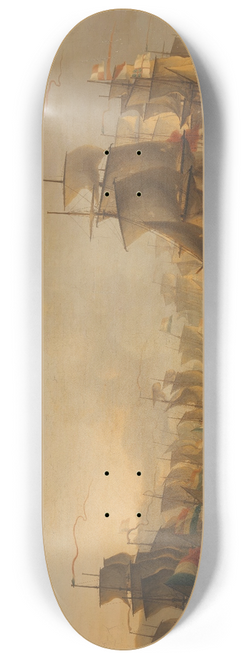 Martinus Schouman - Clash of the Dutch and British Fleets during the Passage of the Dutch Flotilla to Boulogne (1804) 8.25 inch art skate deck