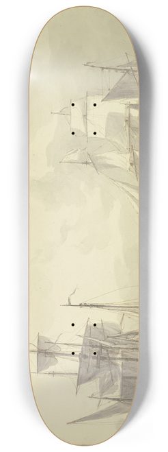 Martinus Schouman - Ships on a Calm Sea 8.25 inch art skate deck