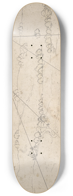 Matthus Merian the elder - Perspectival Study with a View of a Medieval City 8.25 inch art skate deck