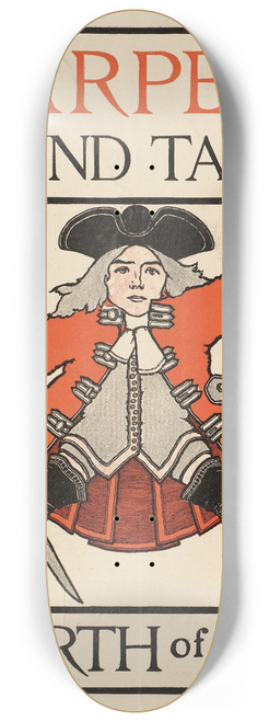 Maxfield Parrish - Harpers round table, fourth of July 8.25 inch art skate deck