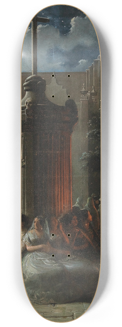 Mexican School - A Moonlit Night In The Square In Front Of The Catedral Metropolitana De La Asuncin De Maria De La Ciudad De Mexico In Mexico City 8.25 inch art skate deck