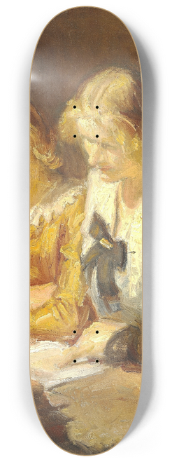 Michael Ancher - To unge piger sidder ved bordet og lser i en bog 8.25 inch art skate deck