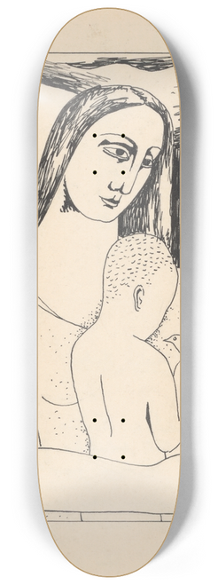 Mikul Galanda - Mother and Child Playing with a Bird 8.25 inch art skate deck
