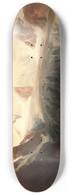 Anton Hansch - A View Of A Mountain Lake With Snow-Capped Mountains In The Background 8.25 inch art skate deck
