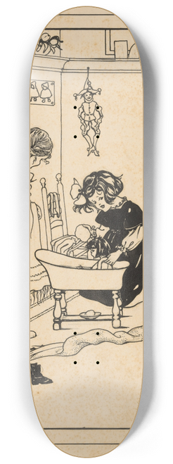 Nelly Spoor - Twee meisjes doen een pop in bad 8.25 inch art skate deck