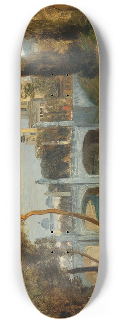 Anton Hlavacek - A View of the Wien River and the Church of St. Charles 8.25 inch art skate deck