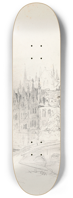 Nicaise De Keyser - View from the Meebrug, on the Steenhouwersdijk in Bruges 8.25 inch art skate deck